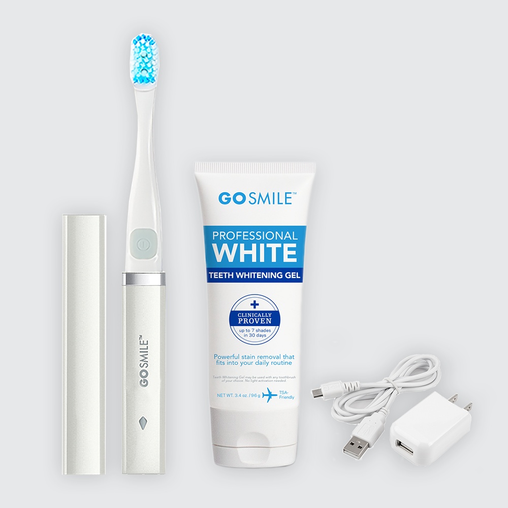 Go Smile On The Go Sonic Blue Smart Brush Whitening Kit - White